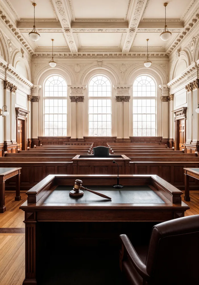 Courtroom interior where GLP Lawyers International appears for clients