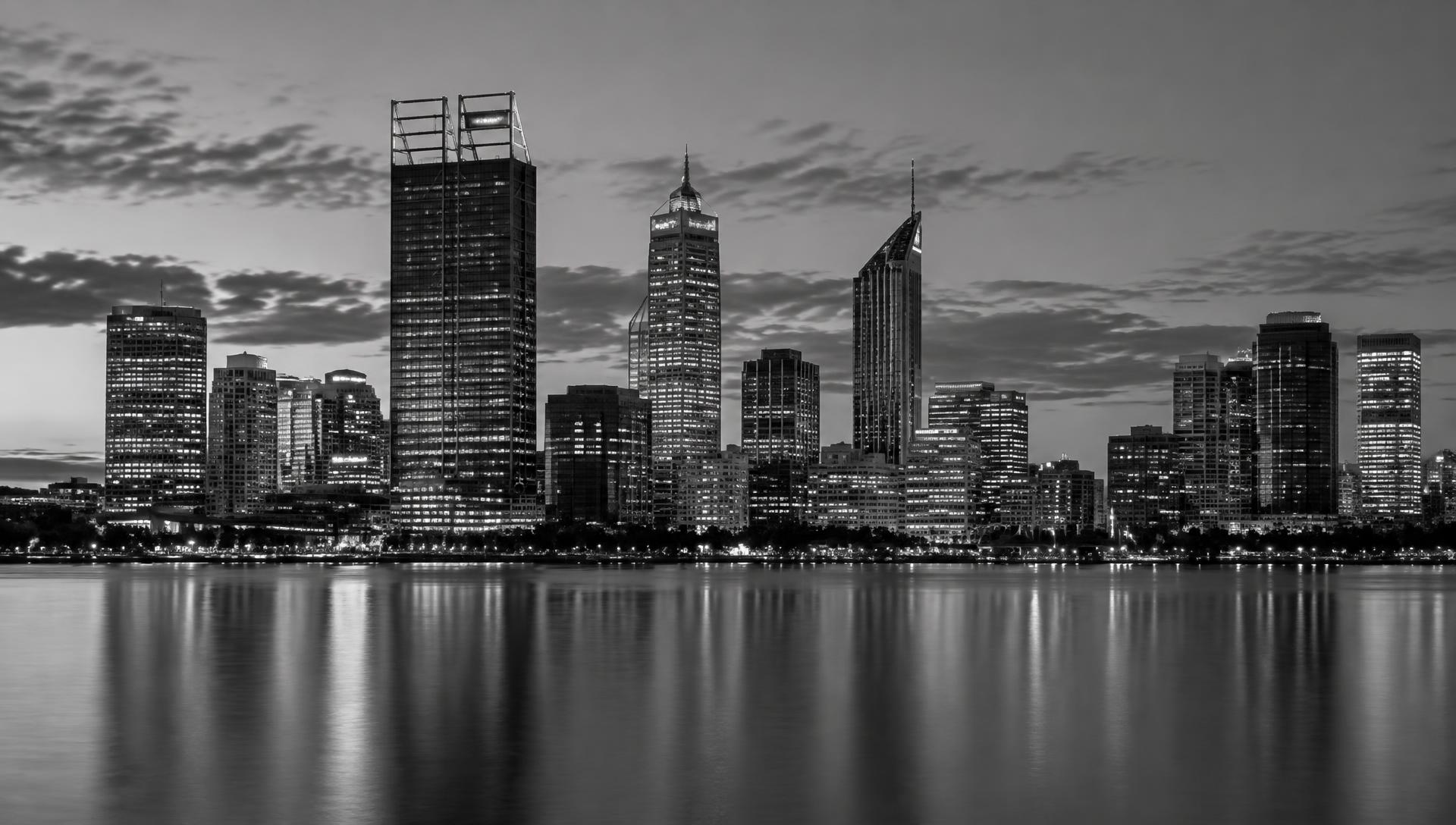 Perth city skyline across the Swan River